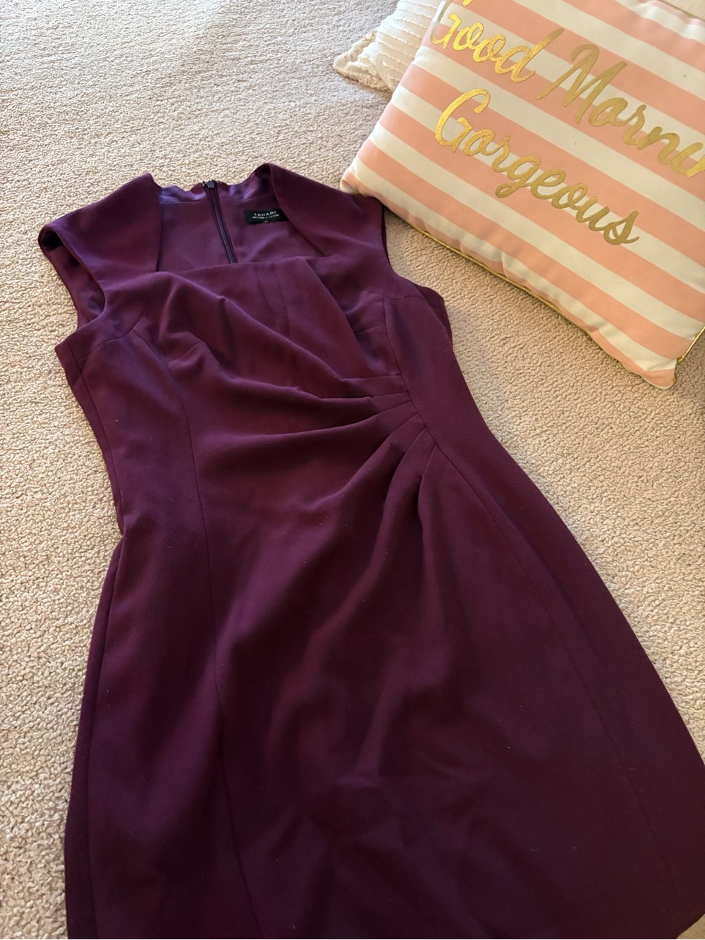 Ann Taylor Deep Plum Sleeveless Midi Sheath Dress